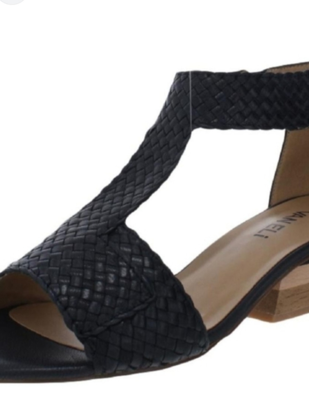Woven T-Strap Black Women's Sandal